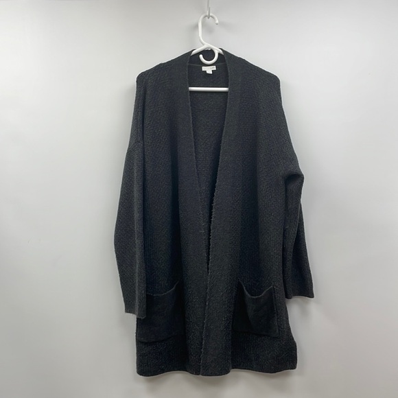 J. Jill Longline Open Front Cardigan Knit Sweater Pockets Boho Grey Large - Picture 1 of 7